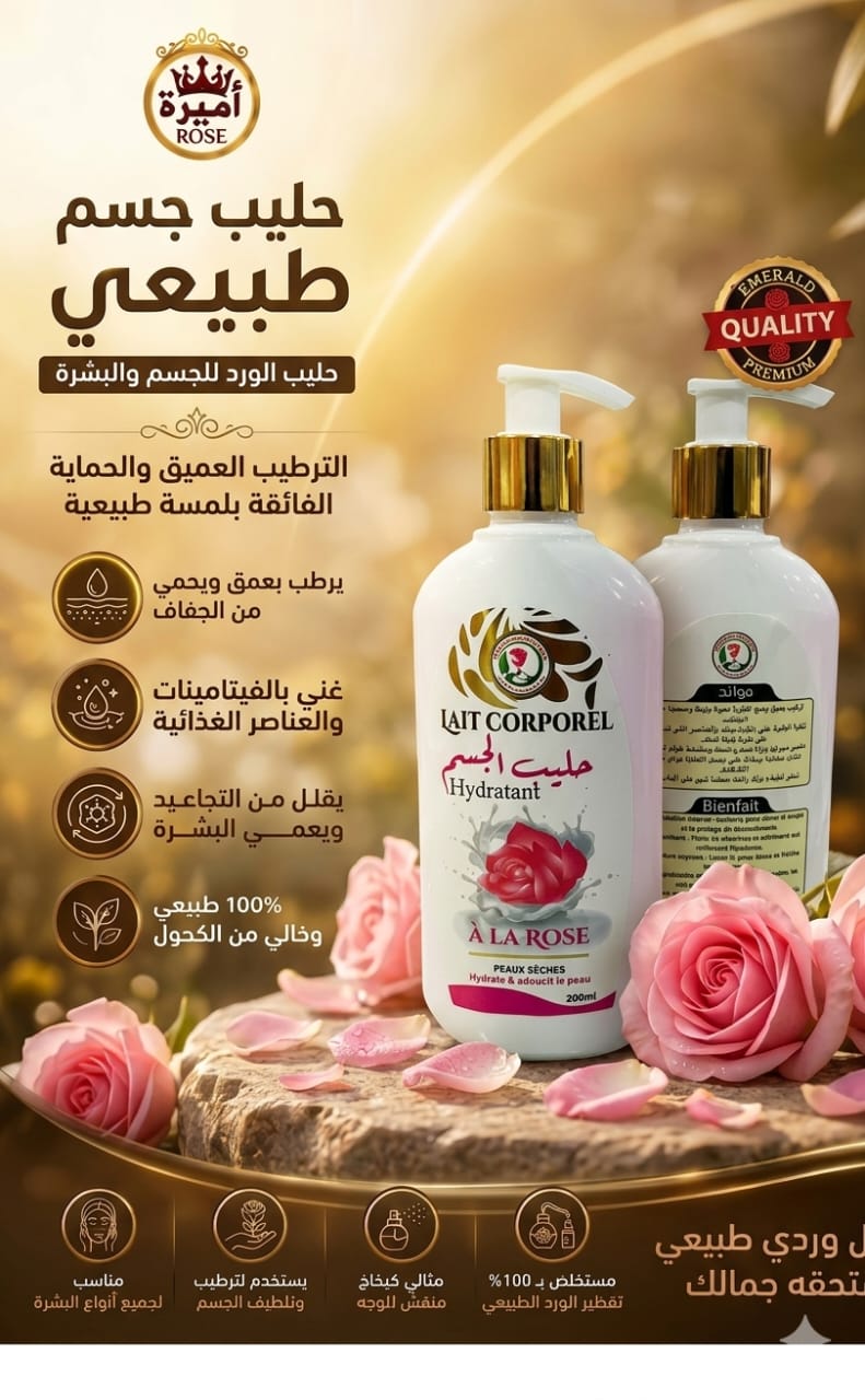 حليب الجسم بالورد الطبيعي – 200 مل