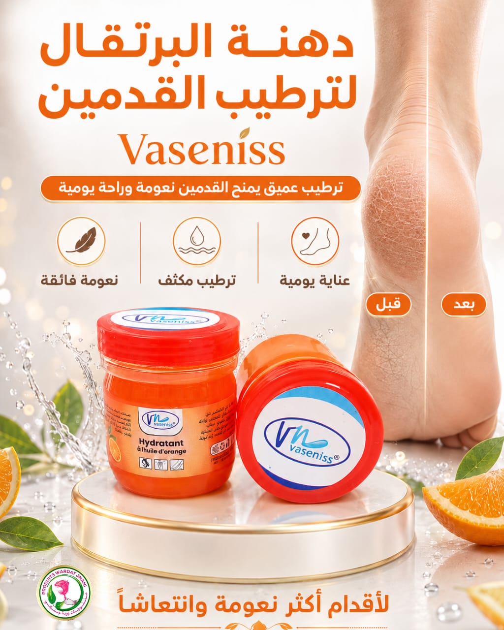 كريم ترطيب القدمين Vasennis بالبرتقال